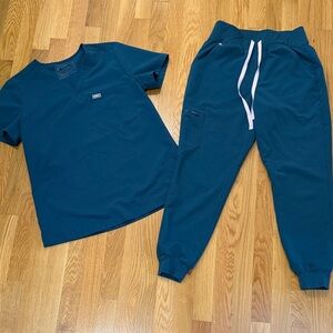 Teal Scrub Set with Jogger Pants